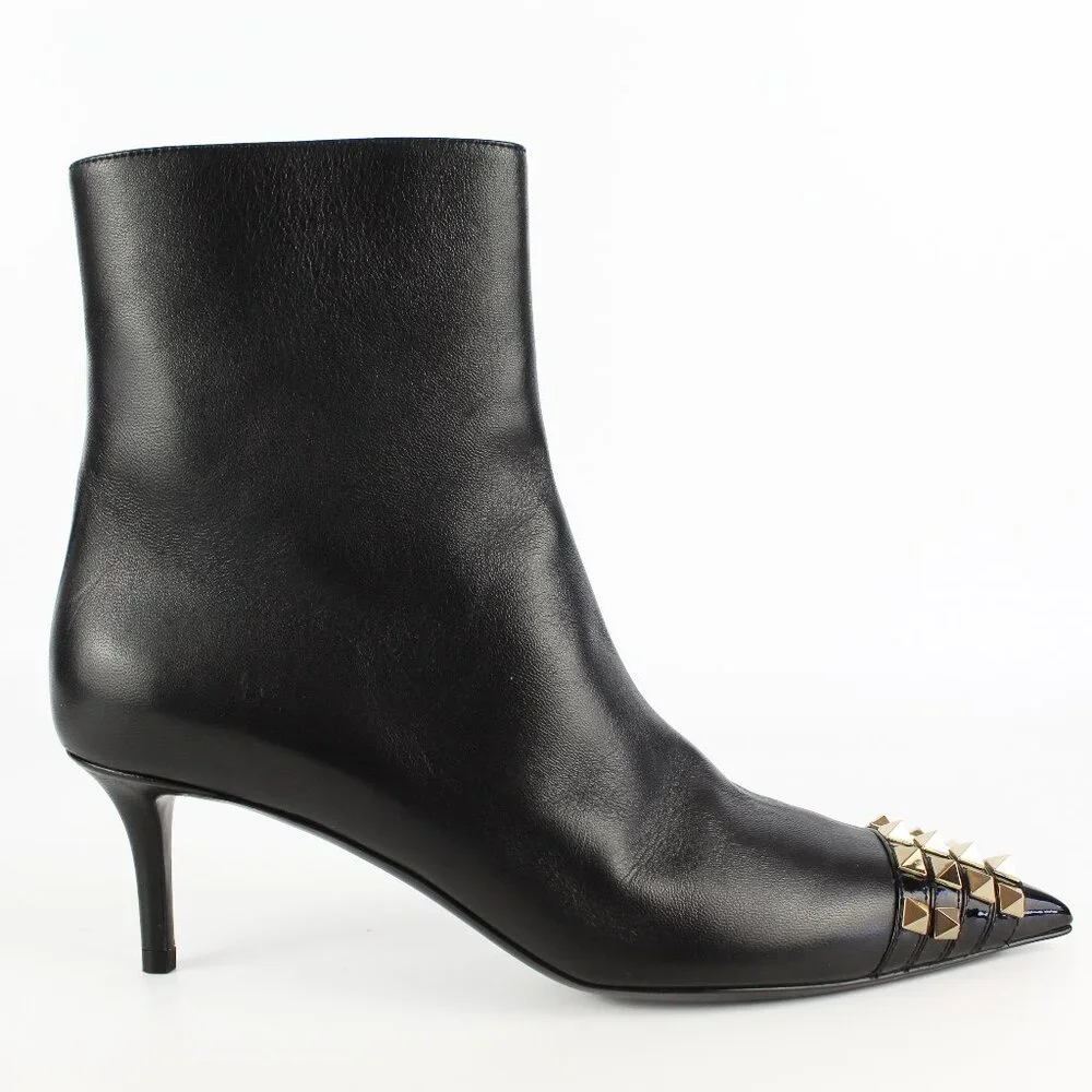 NEW Valentino Rockstud Pointed Ankle Boot – Sleek Kitten Heel w Studded Toe Edge